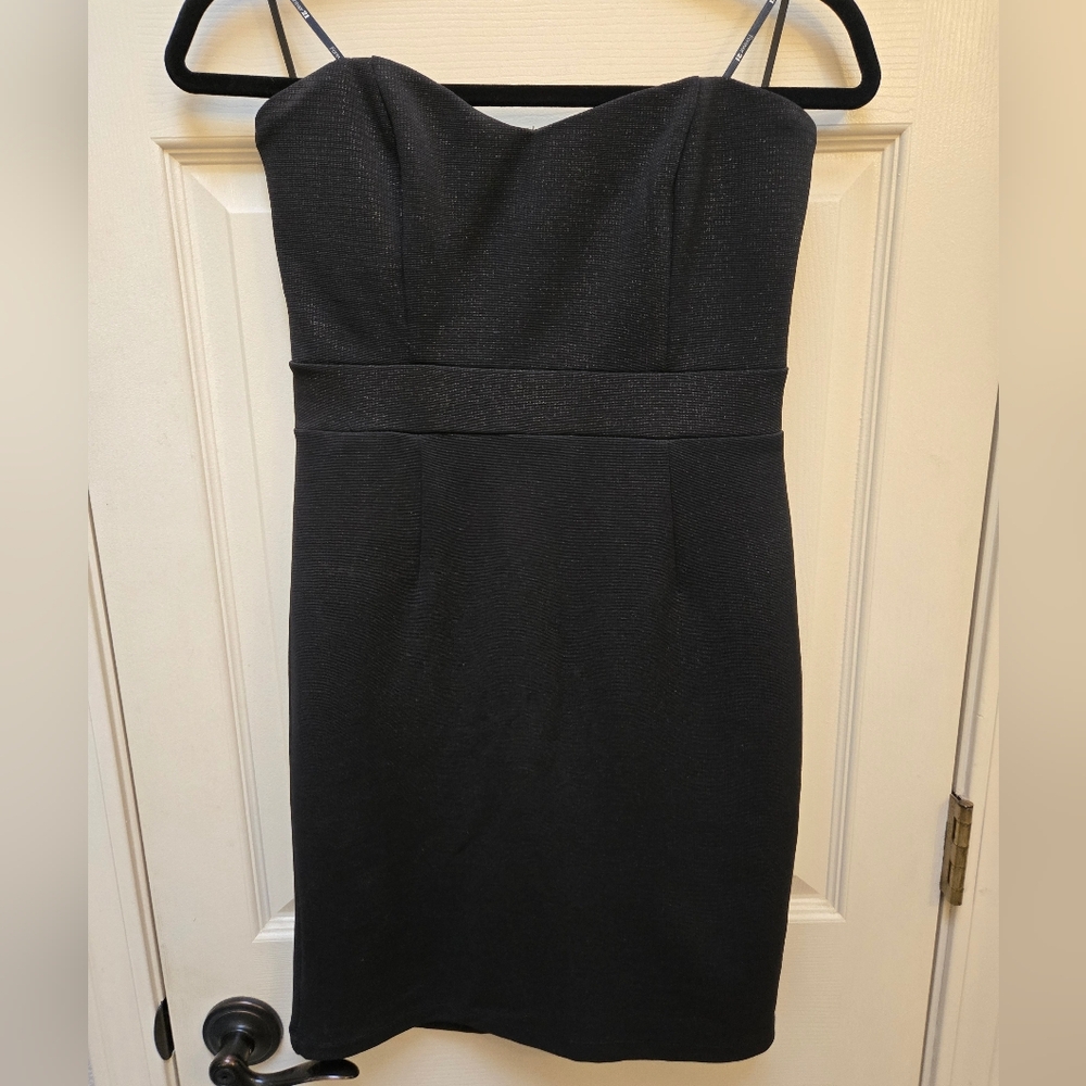 Forever 21 Classic Black Strapless Dress With Gold Flecks, Medium